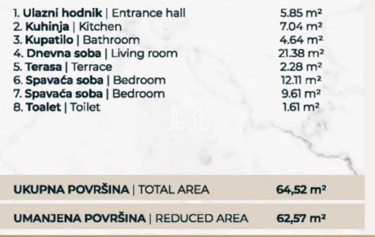 Trosoban stan, 62. 57 m2, drugi sprat, sa PDV-om