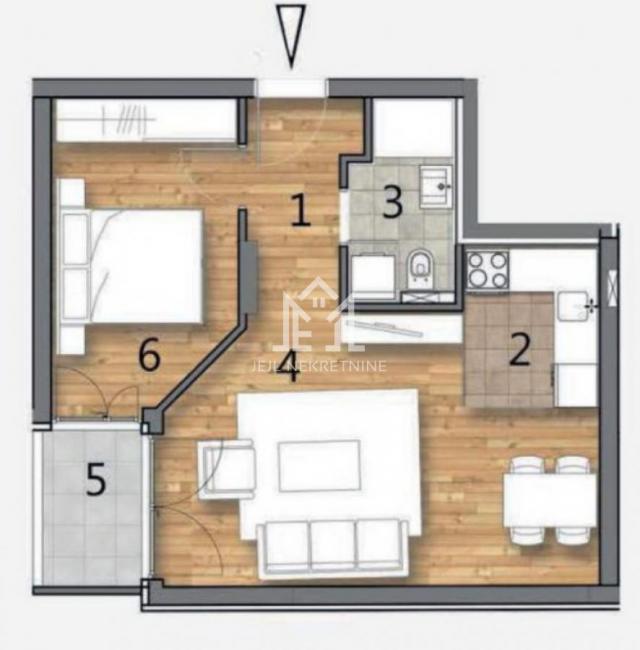 Dvosoban stan, 43. 92 m2, treći sprat, sa PDV-om