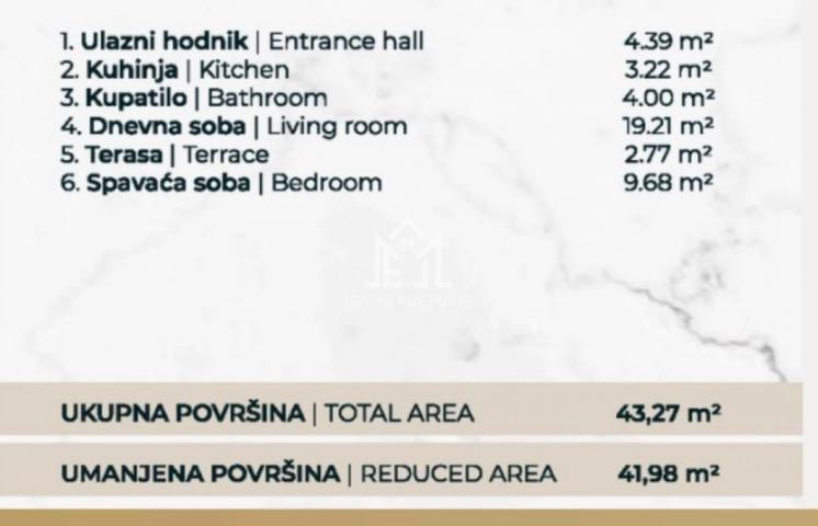 Dvosoban stan, 41. 98 m2, treći sprat, sa PDV-om