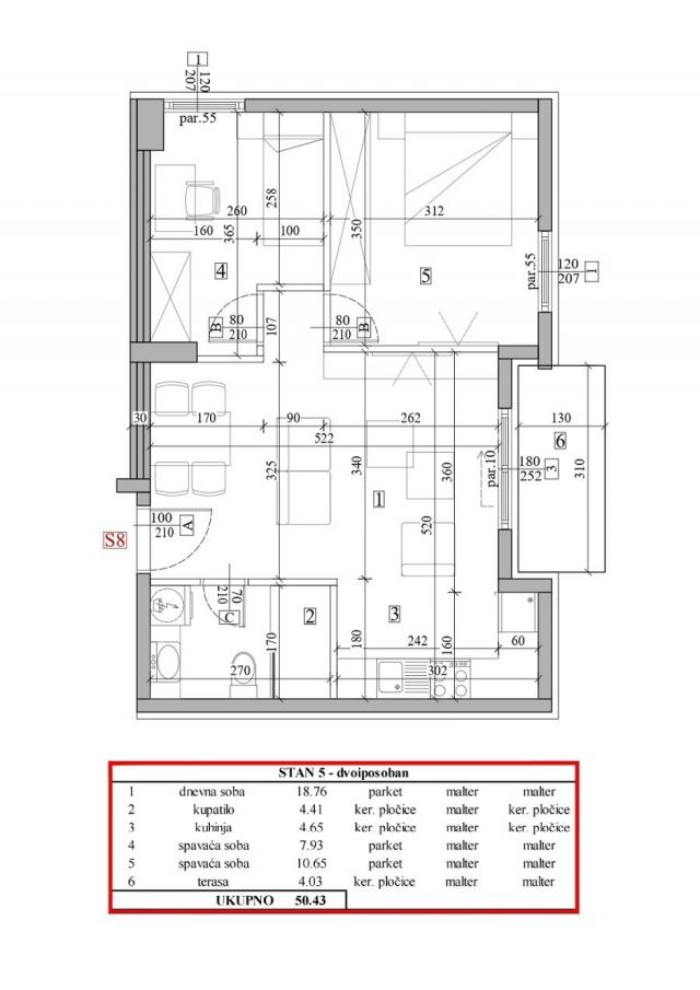 Novogradnja, dvoiposoban stan kod Liona, 50m2