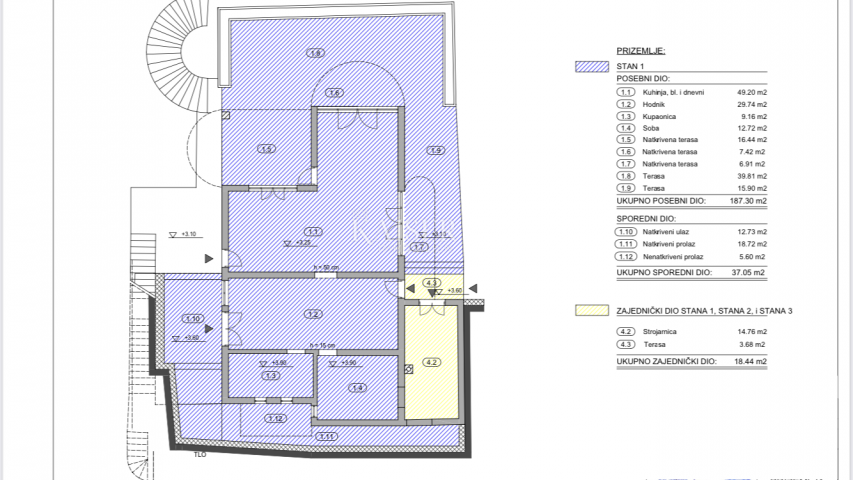 Opatija – Unfertige Wohnung mit einem Schlafzimmer, separatem Studio und fantastischer Aussicht