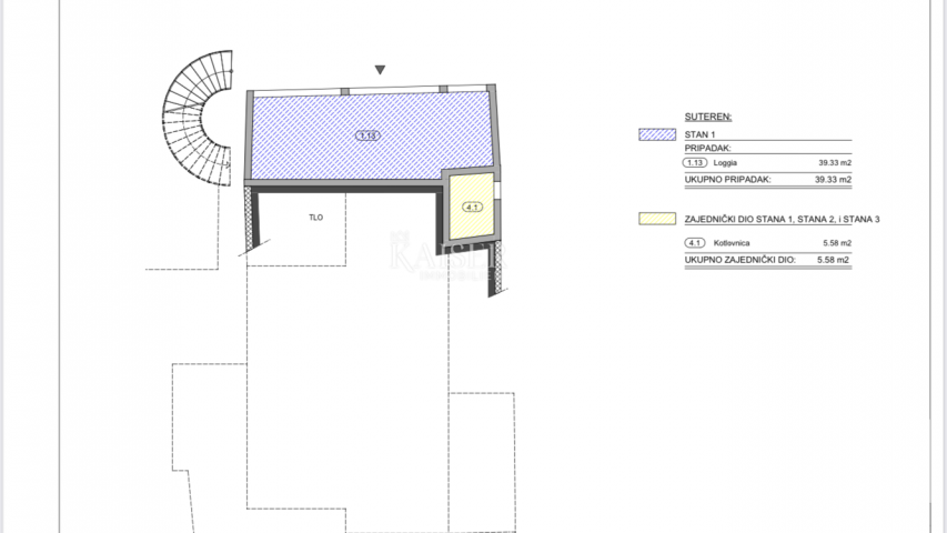 Opatija – Unfertige Wohnung mit einem Schlafzimmer, separatem Studio und fantastischer Aussicht