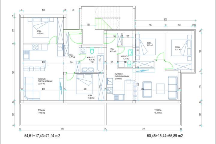 Trogir, Okrug Gornji – Apartman S7 na drugom katu površine od 71, 94 m2