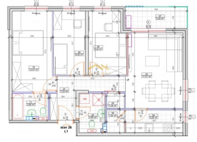 Prostrani troiposoban stan od 77m² – Potpuno opremljen i spreman za useljenje!