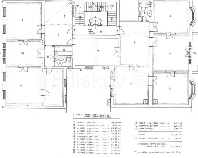 Zakup, Zagreb, D. grad, Trg bana J. Jelačića, p. prostor, 320m2, 3. kat