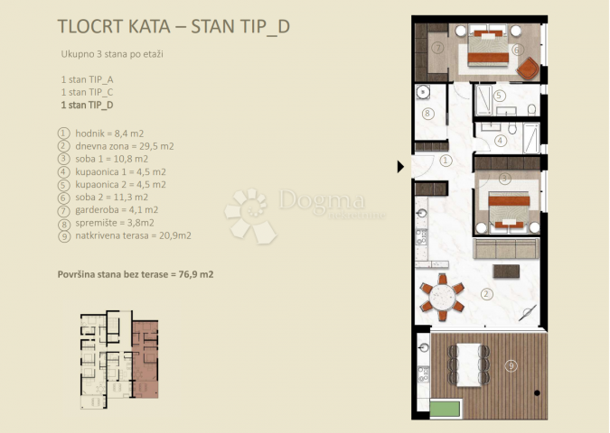 Wohnung Novigrad, 128,50m2