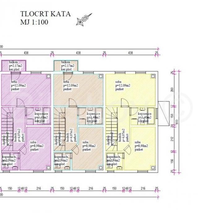 Prodaja, Hrvatski Leskovac, 3 troetažna stana, ukupno 334. 50 m2, roh bau 