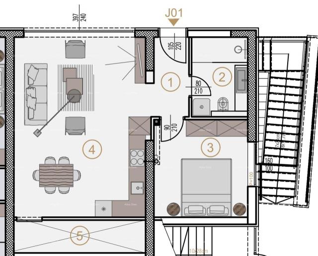 Wohnung Wohnungen zum Verkauf in einem neuen Gewerbe- und Wohnprojekt, Poreč, J01-Gebäude J