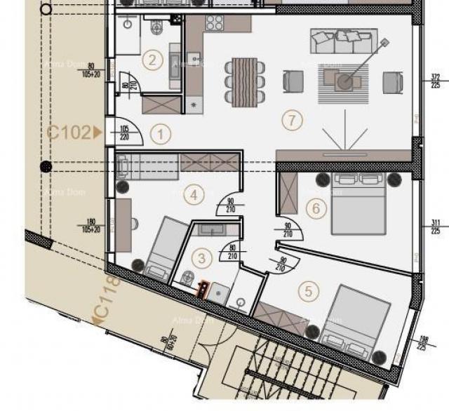 Wohnung Wohnungen zum Verkauf in einem neuen Gewerbe- und Wohnprojekt, Poreč, C102-Gebäude C