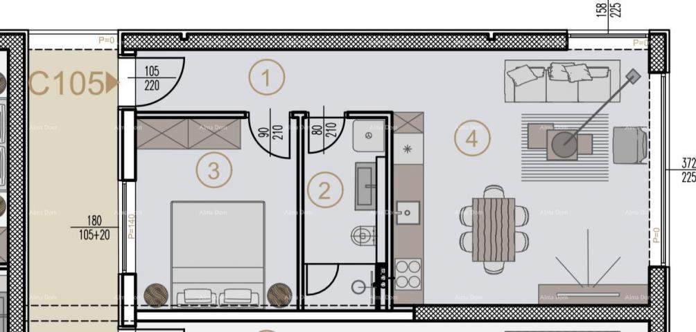 Wohnung Wohnungen zum Verkauf in einem neuen Geschäfts- und Wohnprojekt, Poreč, C105-Gebäude C