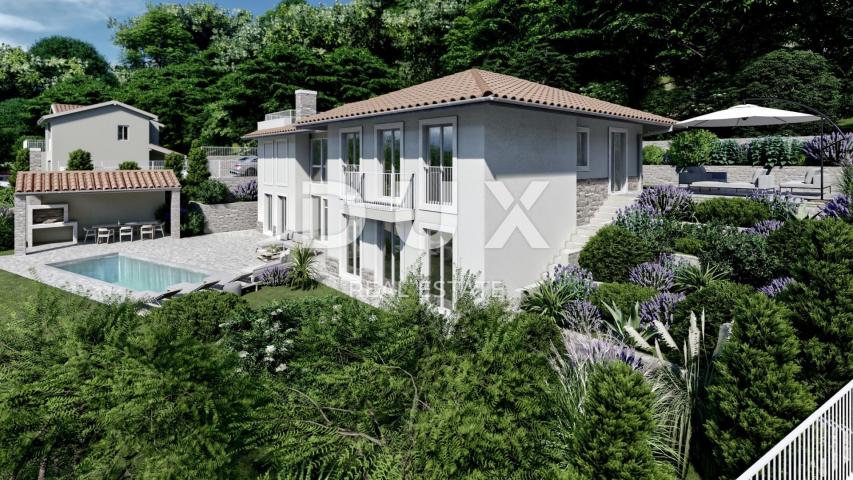 OPATIJA, LOVRAN, IKA- villa 220m2 s panoramskim pogledom na more i bazenom + uređena okućnica 1009m2