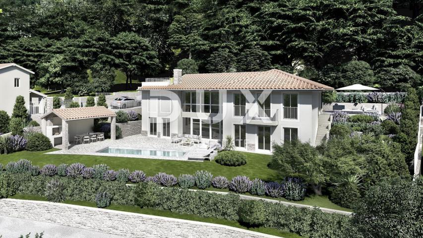 OPATIJA, LOVRAN, IKA- villa 220m2 s panoramskim pogledom na more i bazenom + uređena okućnica 1009m2