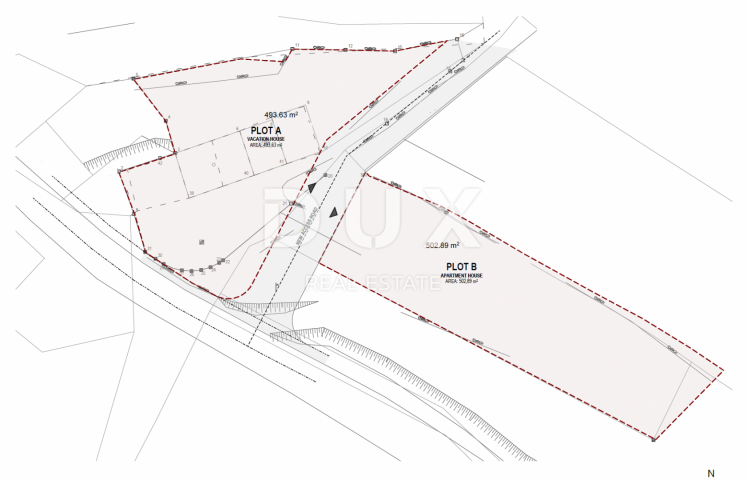 LABIN, SVETA MARINA- 2 građevinska zemljišta 935m2 sa starom kućom, pogledom na more i 2 idejna proj