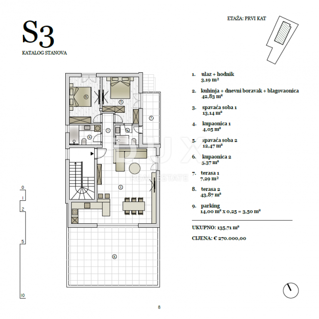 Apartment Vodice, 135,71m2