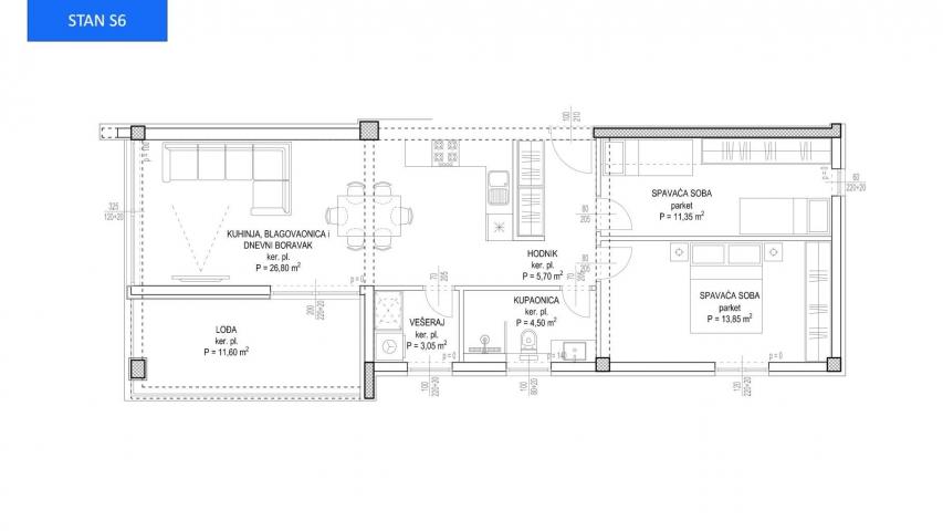 Wohnung Diklovac, Zadar, 103m2