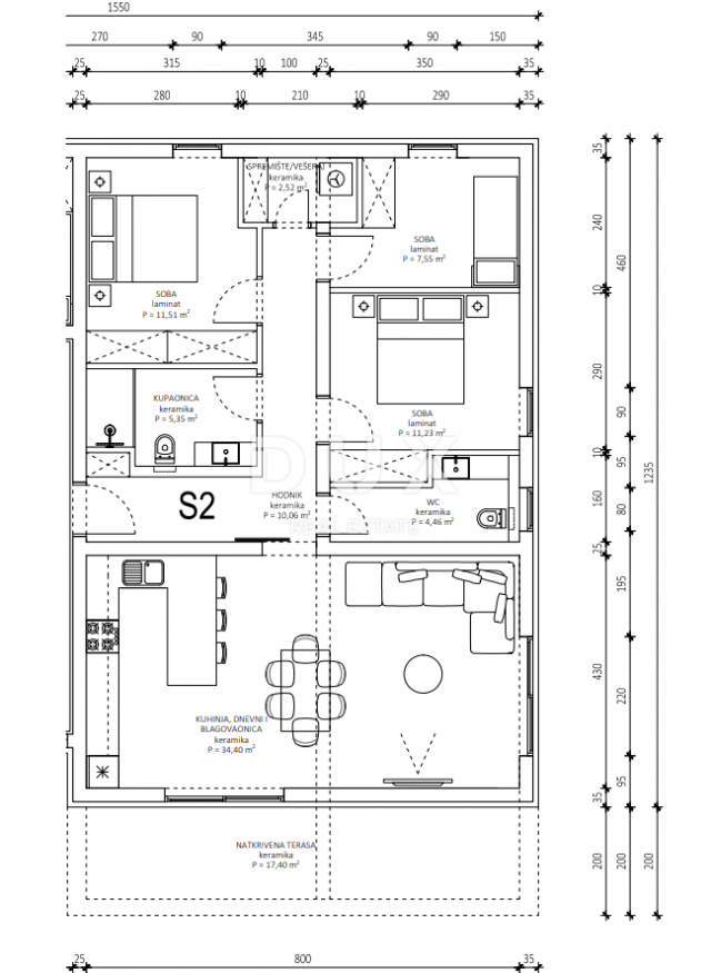 Wohnung Maslenica, Jasenice, 79,33m2