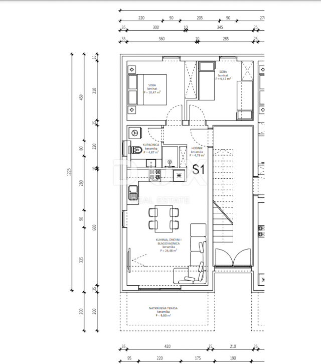 Apartment Maslenica, Jasenice, 79,33m2