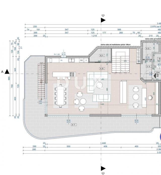 OPATIJA, CENTAR- dvoetažni penthouse 543m2 s panoramskim pogledom na more i krovnom terasom S2