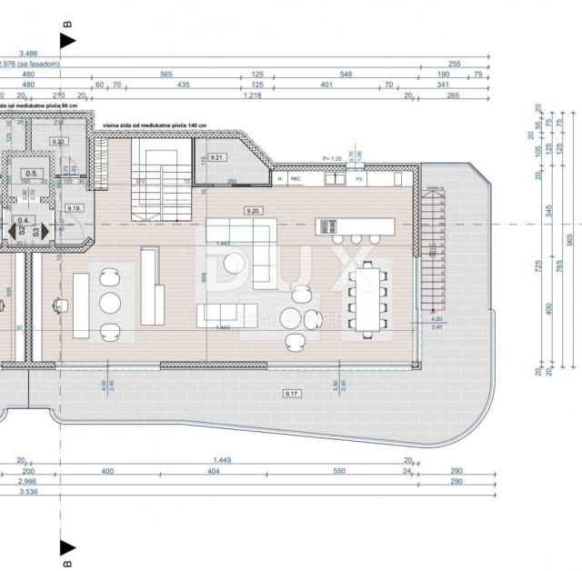 OPATIJA, ZENTRUM - zweistöckiges Penthouse 4333m2 mit Panoramablick auf das Meer und Dachterrasse S2