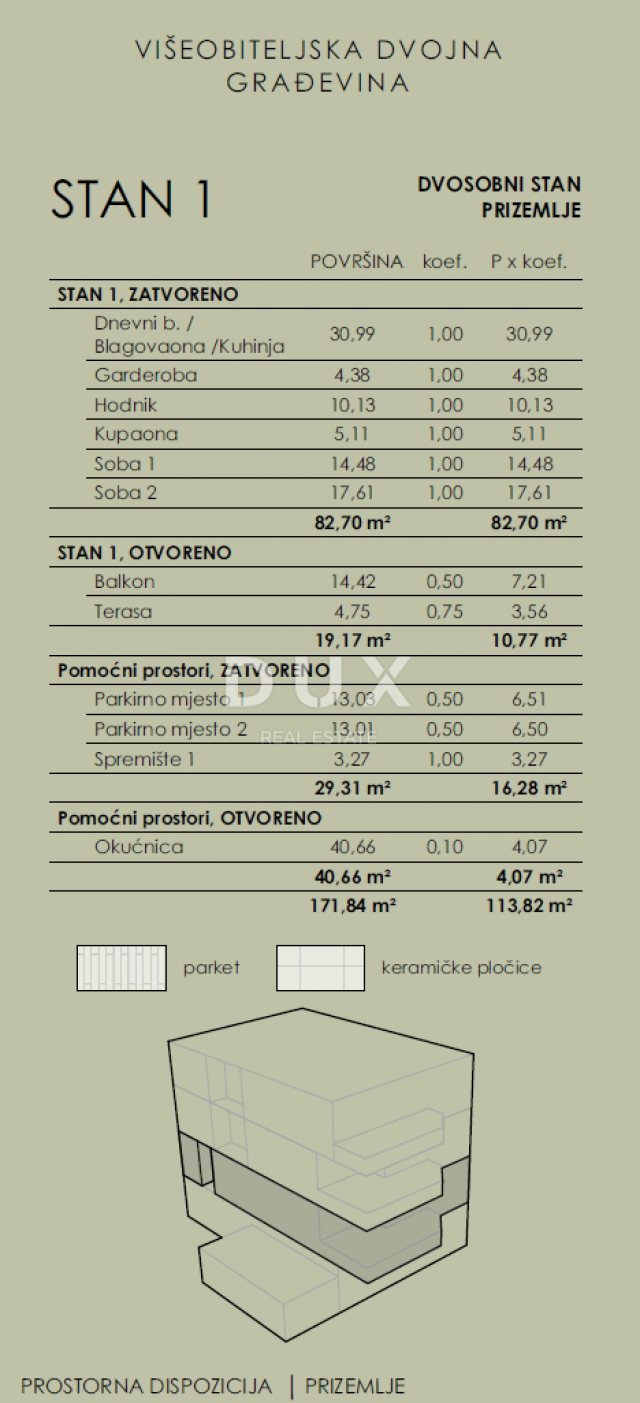 COSTABELLA, BIVIO, KANTRIDA - eksluzivan stan 101, 87m2 prizemlje, 100m od mora, prekrasan pogled + 