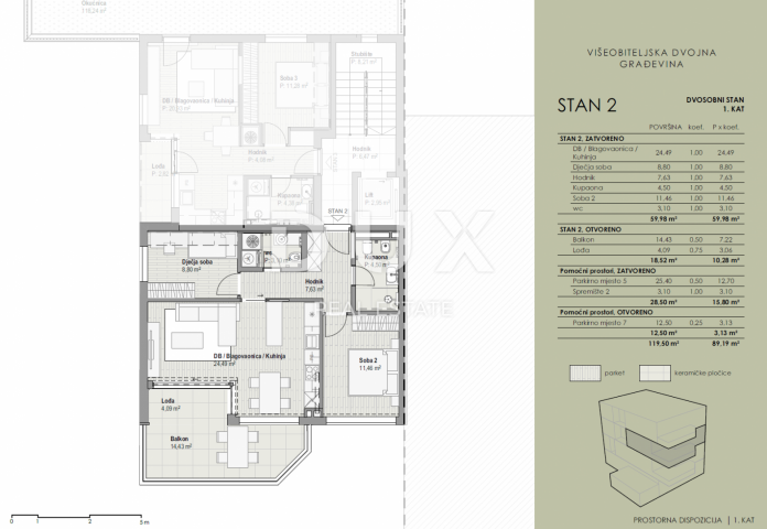 COSTABELLA, BIVIO KANTRIDA - exklusive Wohnung 78,50m2, 1. Stock, 100m vom Meer entfernt, schöne Aus