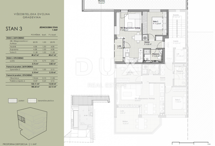 COSTABELLA, BIVIO, KANTRIDA - eksluzivan stan 43, 44m2, 1. kat, 100m od mora, prekrasan pogled + oku