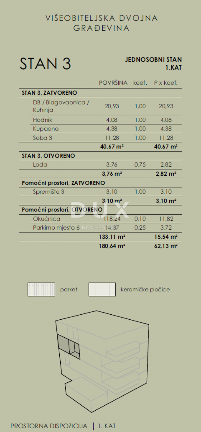 COSTABELLA, BIVIO, KANTRIDA - eksluzivan stan 43, 44m2, 1. kat, 100m od mora, prekrasan pogled + oku