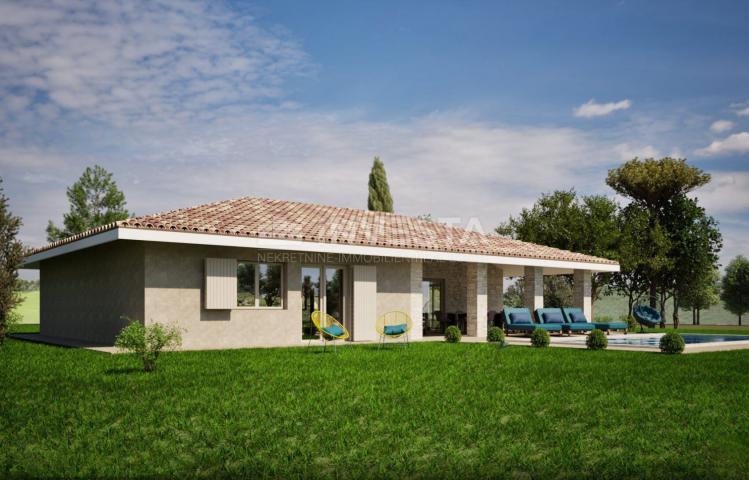 Surroundings of Poreč, one-story house with 4 rooms and a swimming pool with a view of the olive gro