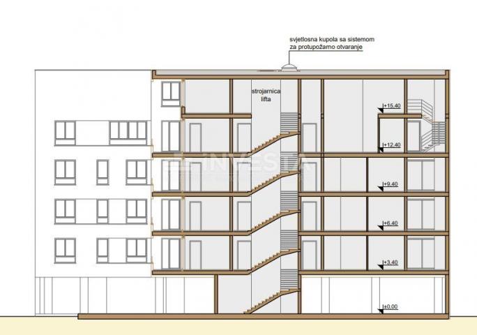 Pula, Centar, dvoetažni stan na 4. katu 166, 02 m2, 4SS+DB, novogradnja