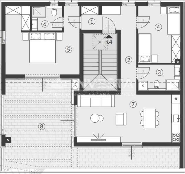 Pula, Štinjan, geräumige Wohnung in einem neuen Gebäude in toller Lage