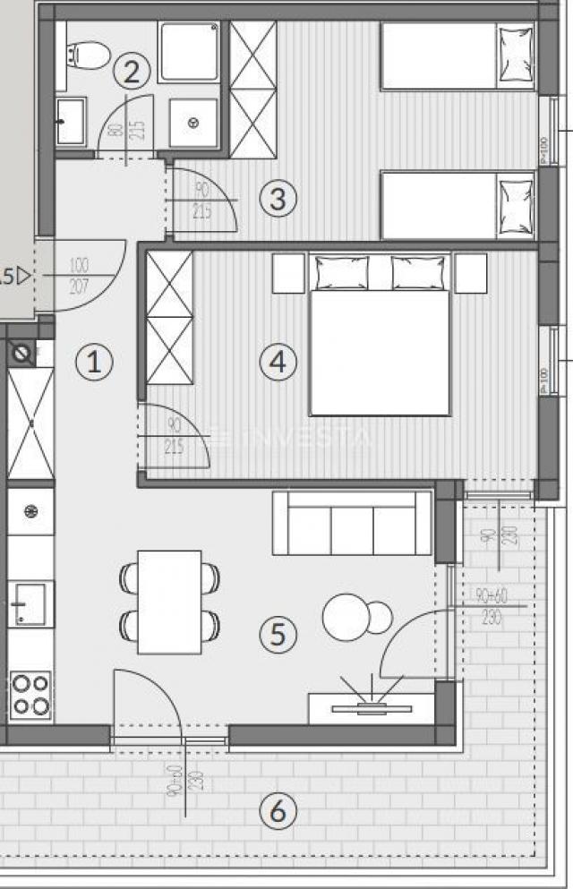 Bereich Pula, Zweizimmerwohnung im Erdgeschoss eines Neubaus, 2 Parkplätze