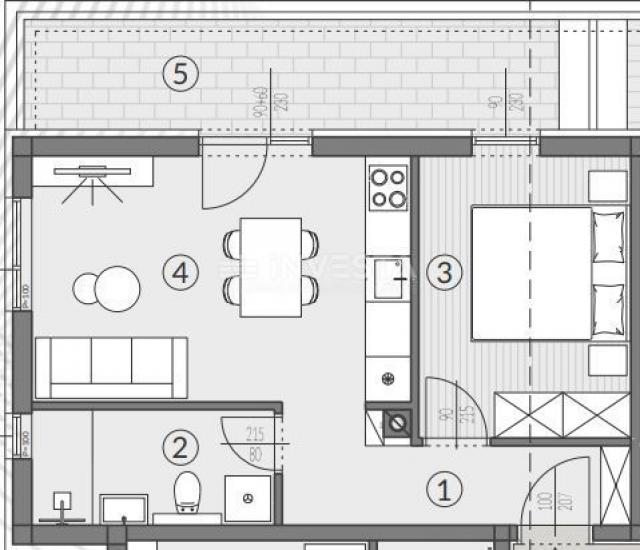 Bereich Pula, Einzimmerwohnung im 1. Stock eines Neubaus, Parkplatz