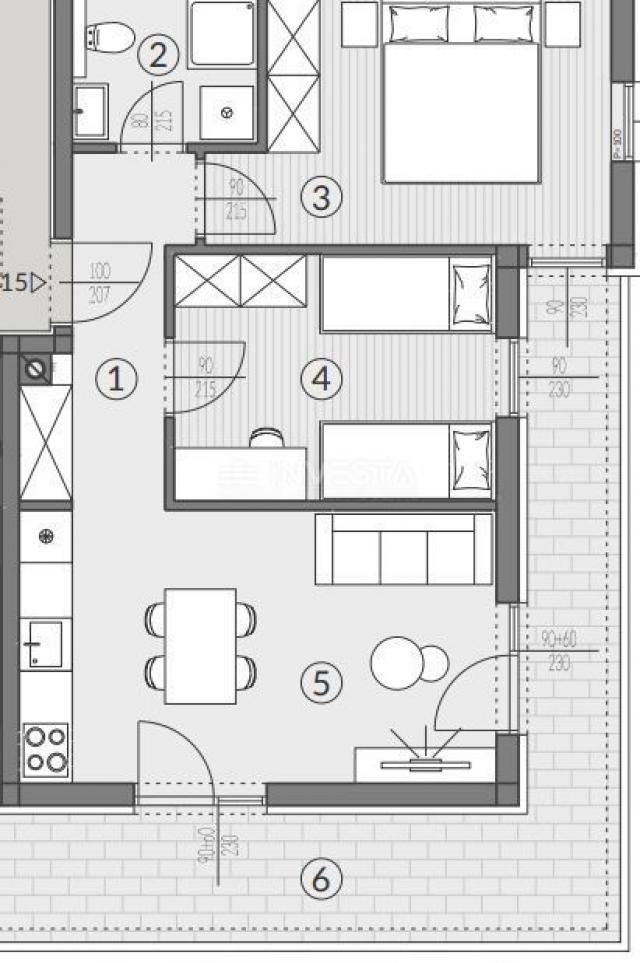 Pula-Bereich, Zweizimmerwohnung im 2. Stock eines neuen Gebäudes, Parkplatz