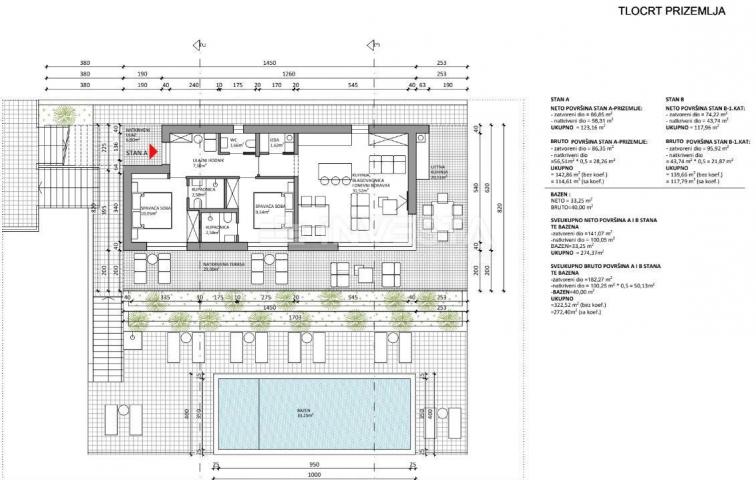 Liznjan, land with building permit for a house with a swimming pool