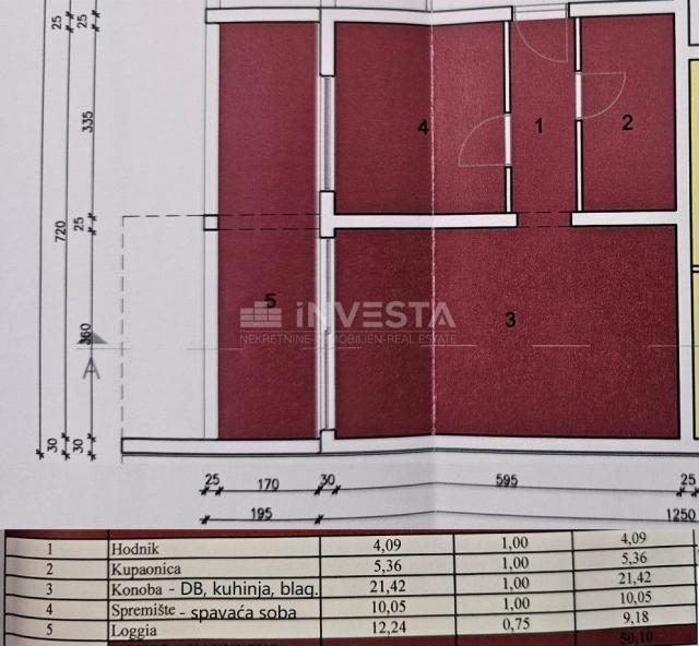 Medulin - opremljen stan 50 m2 u prizemlju s prostranom lođom