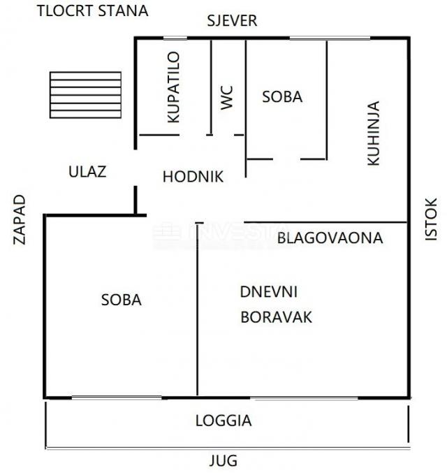 Pula centar - osunčani stan 58m2 sa velikom loggiom