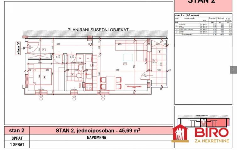 ~~~NOV dvosoban stan 46 m2 na Petrovaradinu~~~