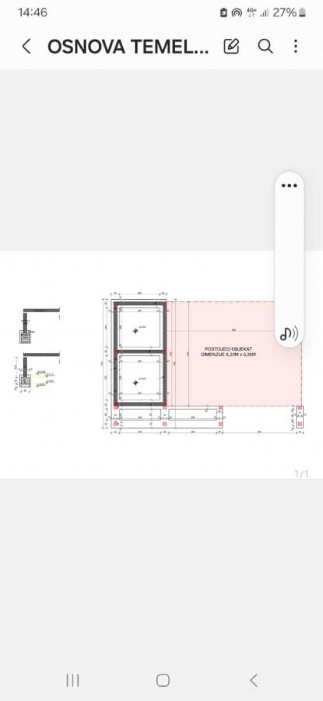 Urbanized Plot of 3260m2 with House Under Construction in Kotor, Kavac, Sea View of Tivat Bay