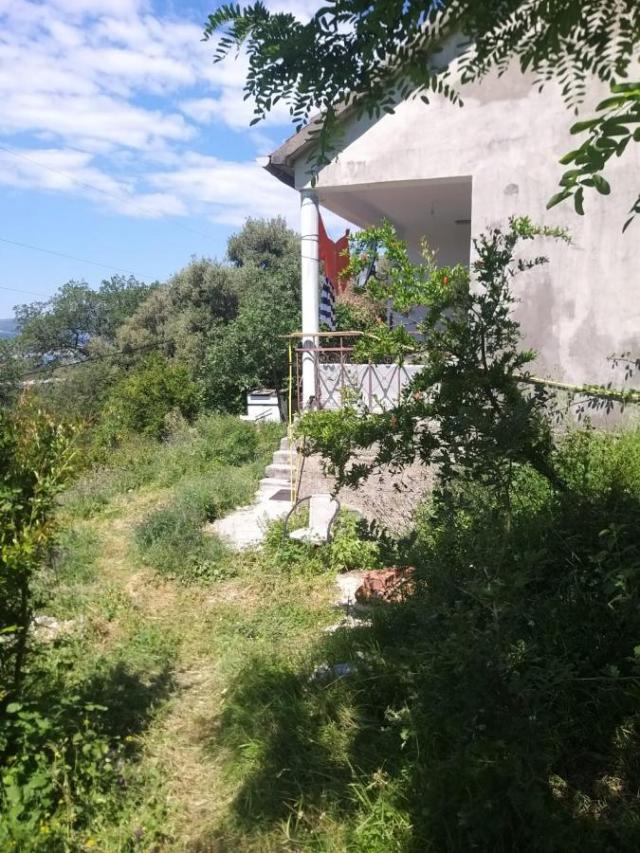 Urbanized Plot of 3260m2 with House Under Construction in Kotor, Kavac, Sea View of Tivat Bay