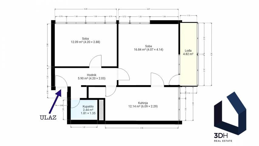 Konjarnik 2. 0, 55m2 sa lođom, dvostrano orijentisan