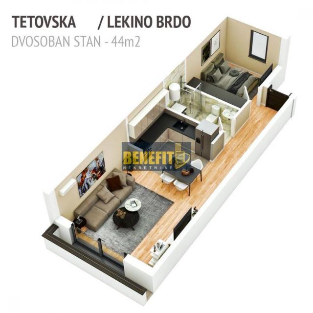 Lekino brdo - 2. 0 stan, 44m2, novogradnja