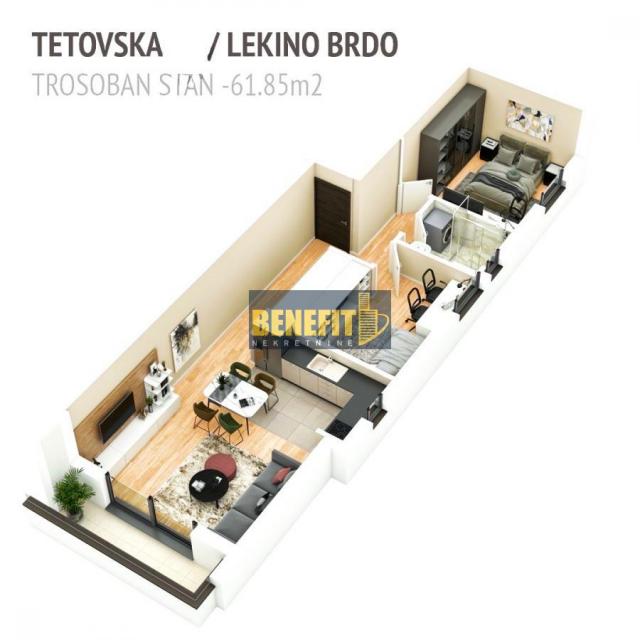 Lekino brdo - 3. 0 stan, 61. 85m2, novogradnja