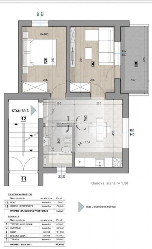 Na prodaju perelep trosoban stan na Klisi, 46m2