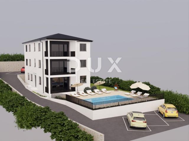 OPATIJA, IKA - larger apartment in a new building with a pool, a separate terrace and a beautiful vi