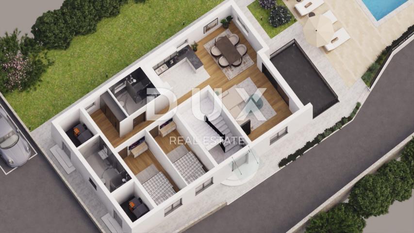 OPATIJA, IKA - larger apartment in a new building with a pool, a separate terrace and a beautiful vi