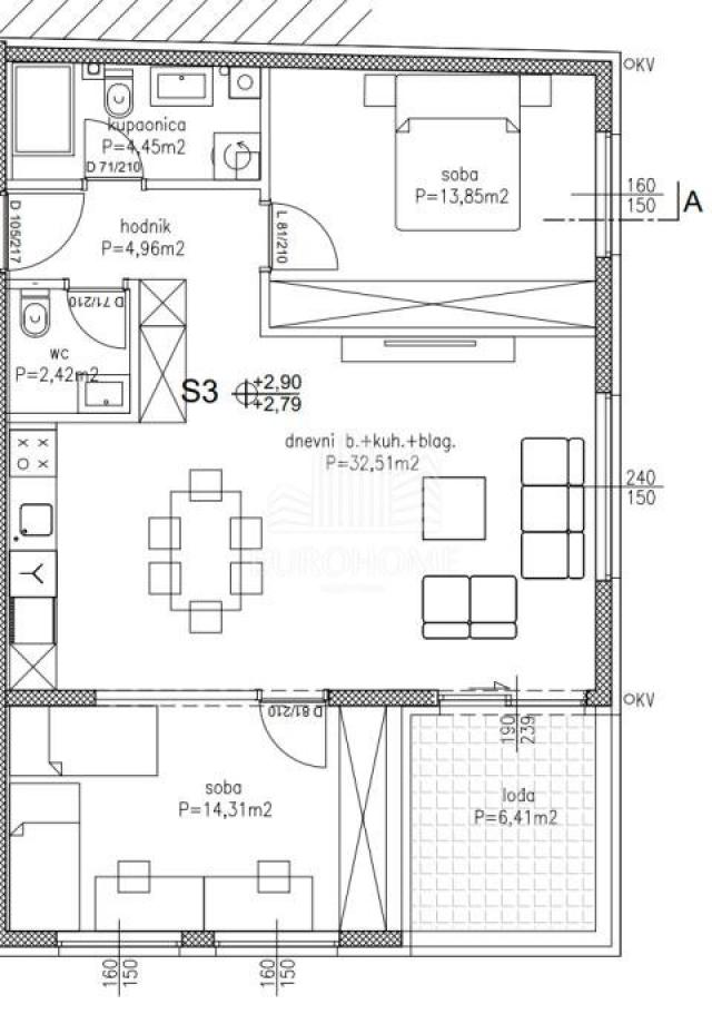 Wohnung Knežija, Trešnjevka - Jug, 82,24m2