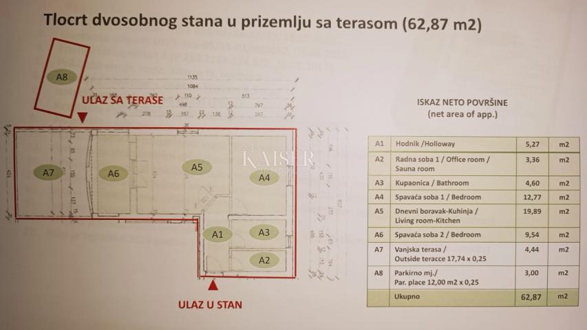 Pula, Veli Vrh- moderan stan 62m2 u prizemlju 