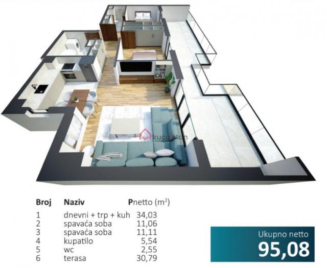 Smart home Penthouse, lux, podno grejanje, terasa