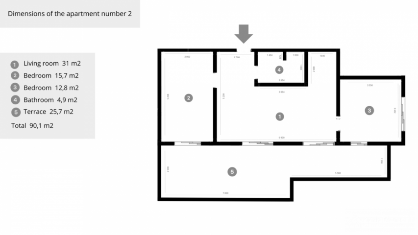 Dvosoban stan - 90 m2. Tivat, Mrčevac