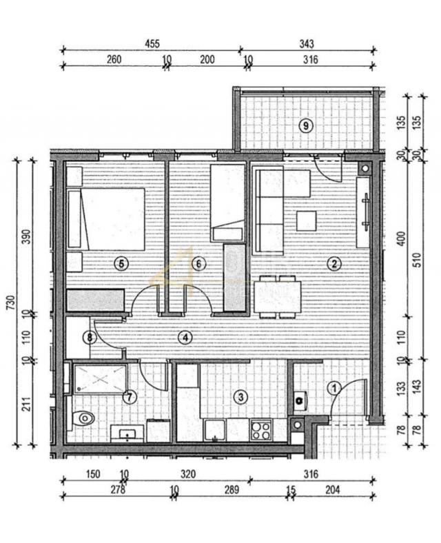 Istra, Pula, moderan stan, 56. 94m2, 2s+db, lođa